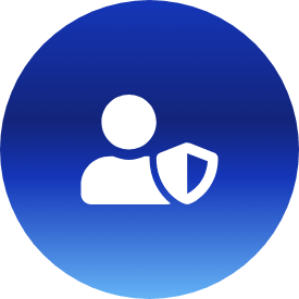 blue circle with person and shield icon