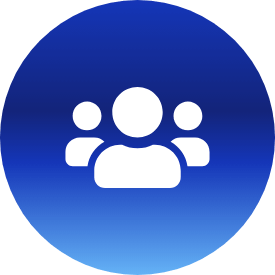 blue circle with three people icon
